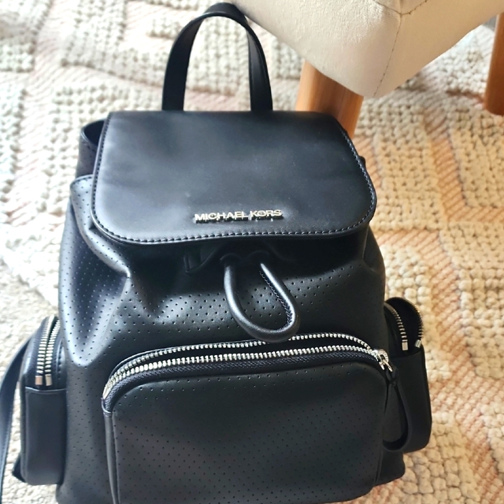 Michael Kors Black Perforated Backpack